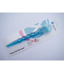 Tongue Clean de Luxe tongue brush blue in blister pack