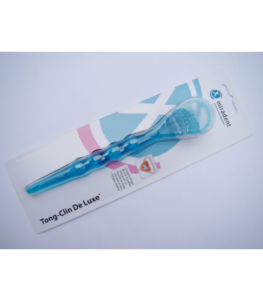 Tongue Clean de Luxe tongue brush blue in blister pack