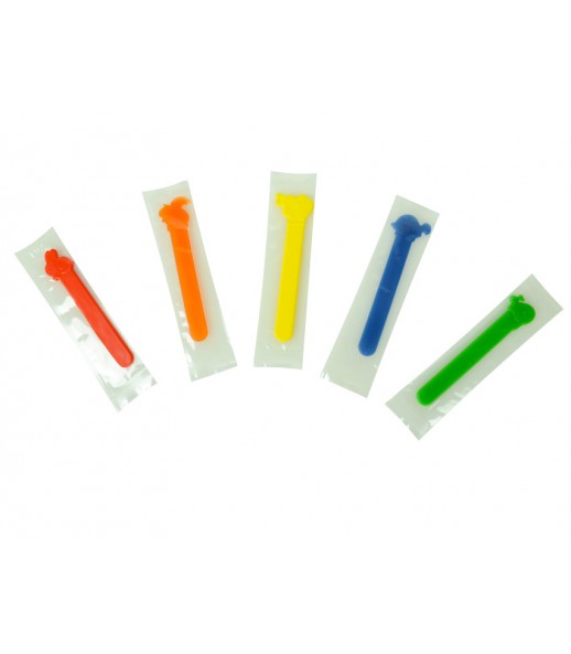 Colorful pediatric tongue depressors with figurines of animals